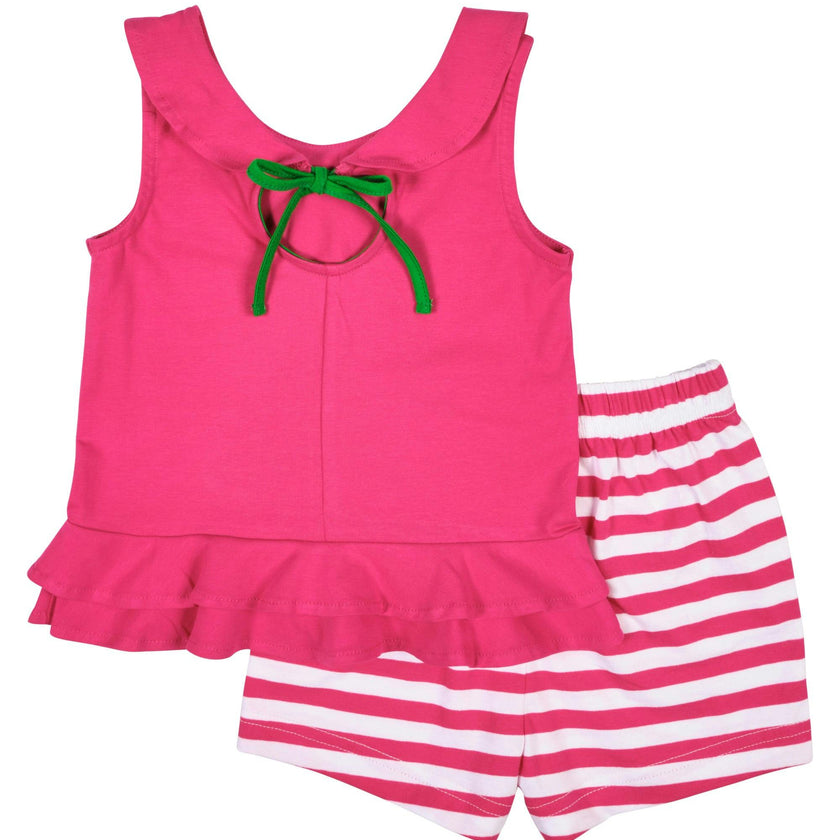 Knit Top With Flower And Short Set