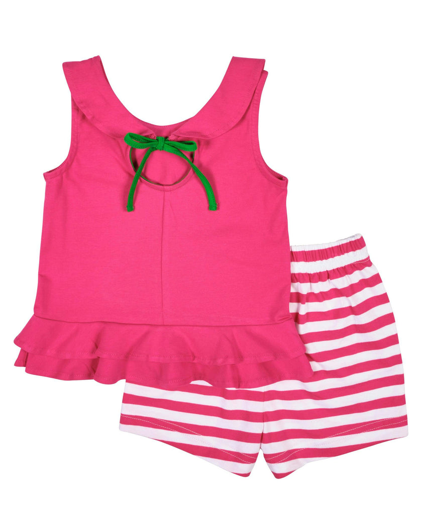 Knit Top With Flower And Short Set