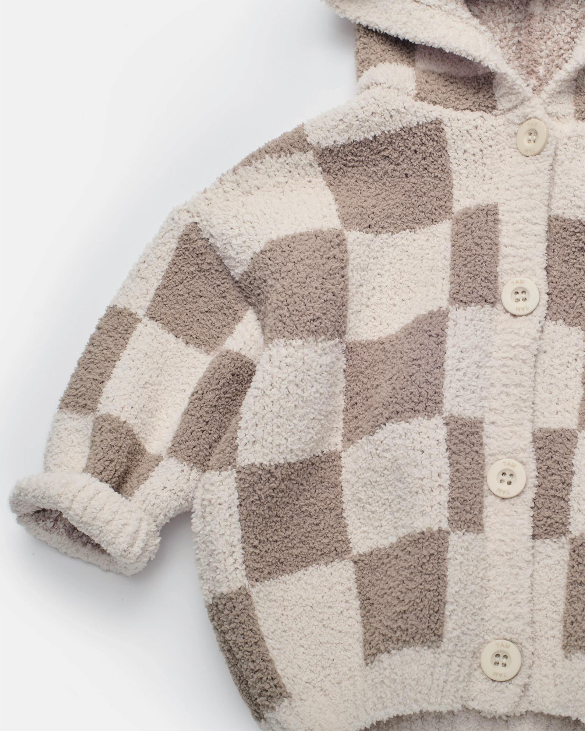 Hooded Cardigan • Checkers Fuzzy