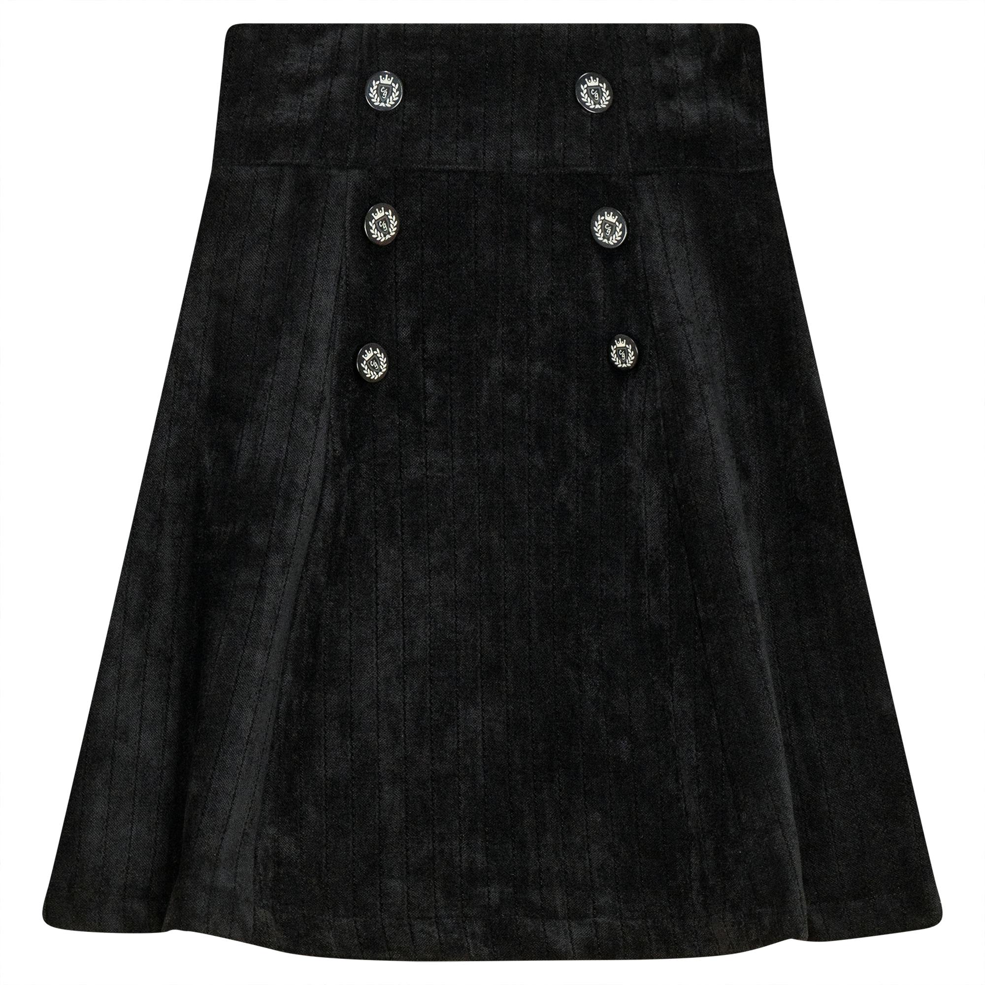 Velour Side Zip Striped Skirt