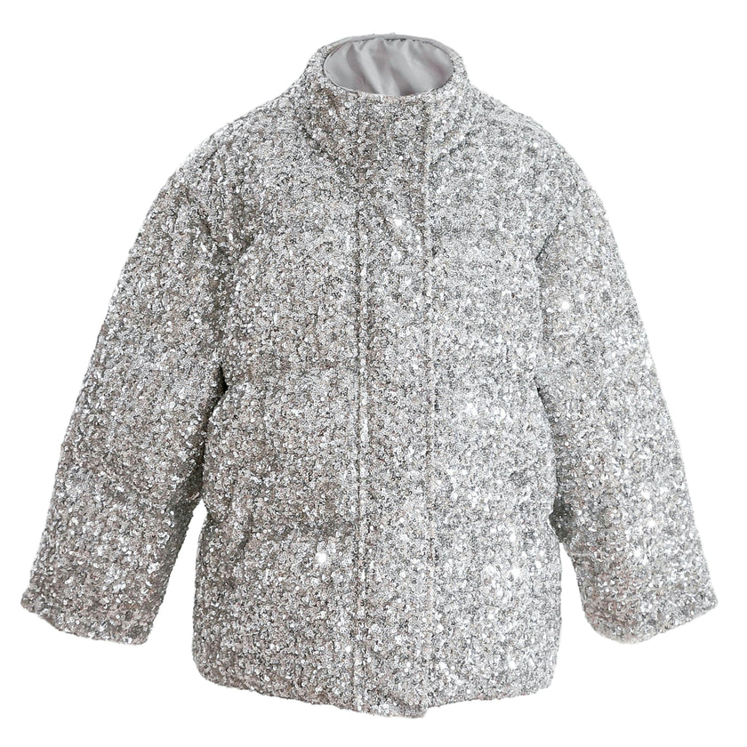 Gray Glitter Puffer Jacket