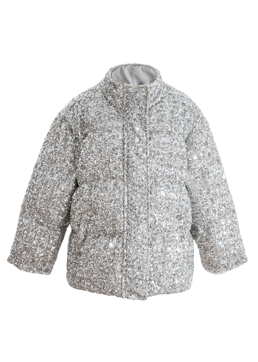 Gray Glitter Puffer Jacket