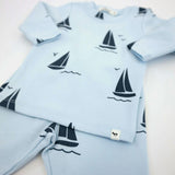 Denim Sailboat Print Two Piece Set