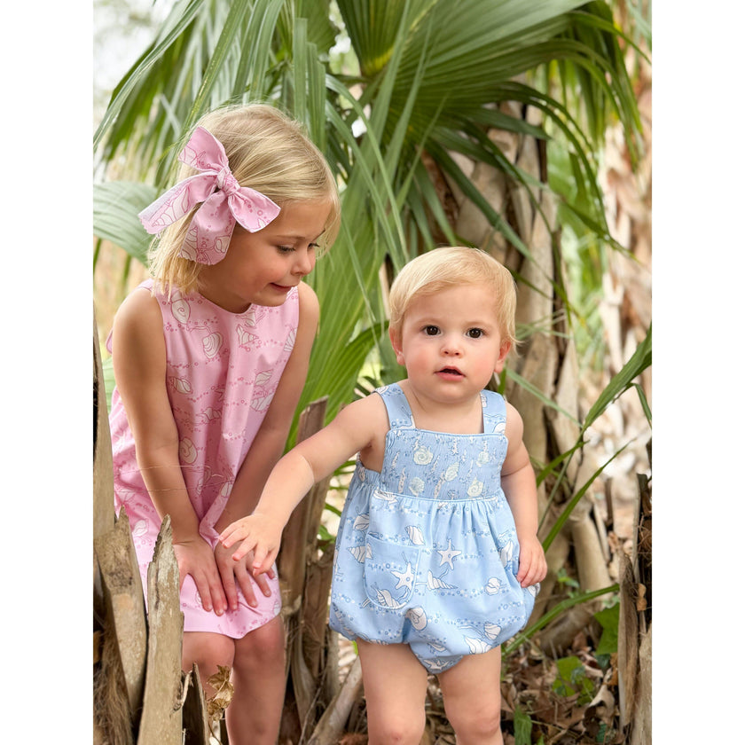 William Smocked Bubble in Blue Shell
