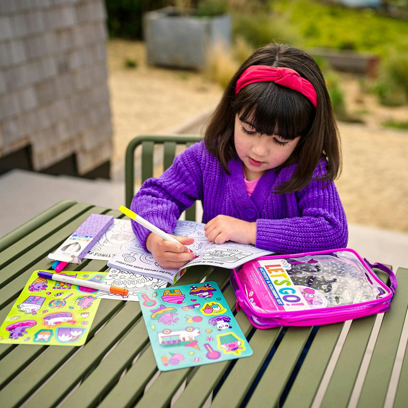 Let's Go! Activity & Coloring Kit - Unicorn Candy Town - Activity Book Markers Postcards Stickers