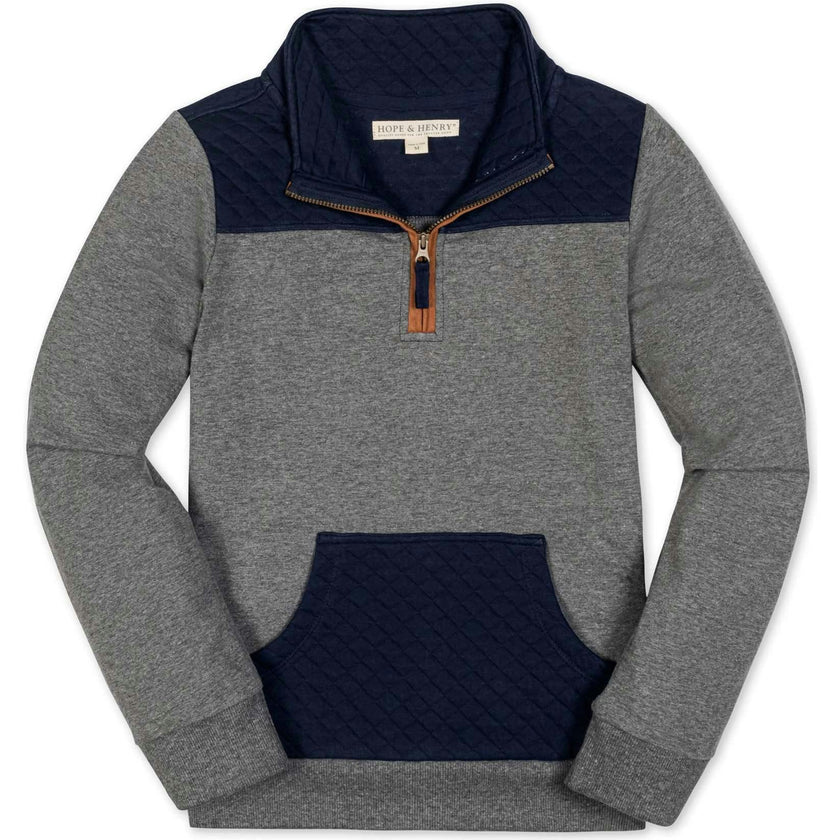 Organic Long Sleeve French Terry Half-Zip Pullover, Grey