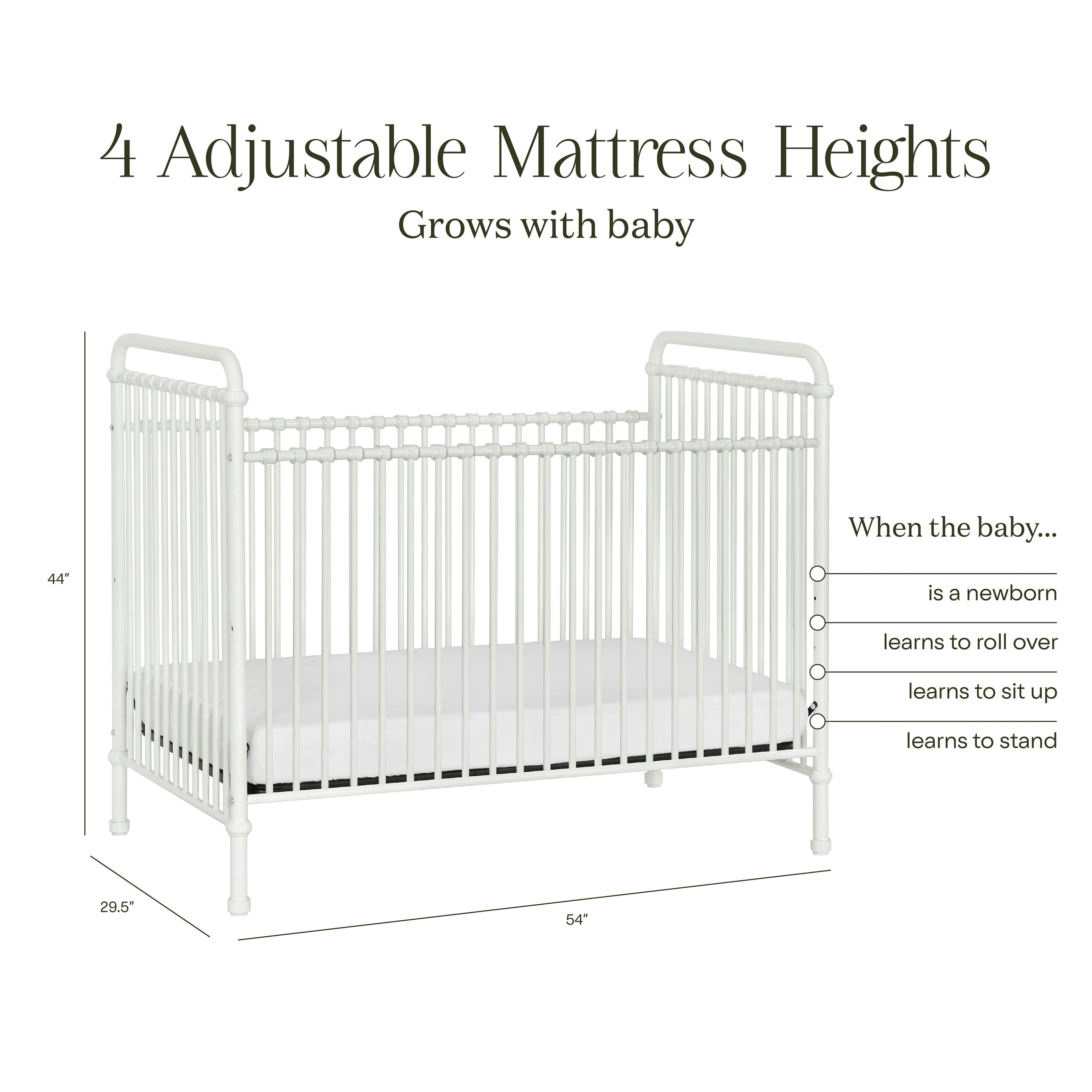 Abigail 3-in-1 Convertible Crib in Washed White