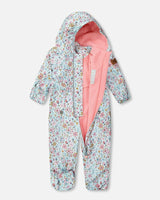 Baby Mid-Season One-Piece Outerwear With Hat Blue Mini Flower Print