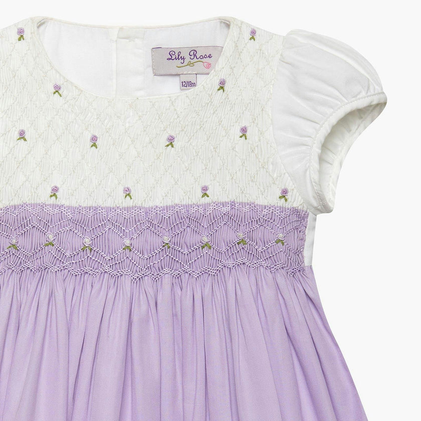 Baby Rose Hand Smocked Dress in Lilac
