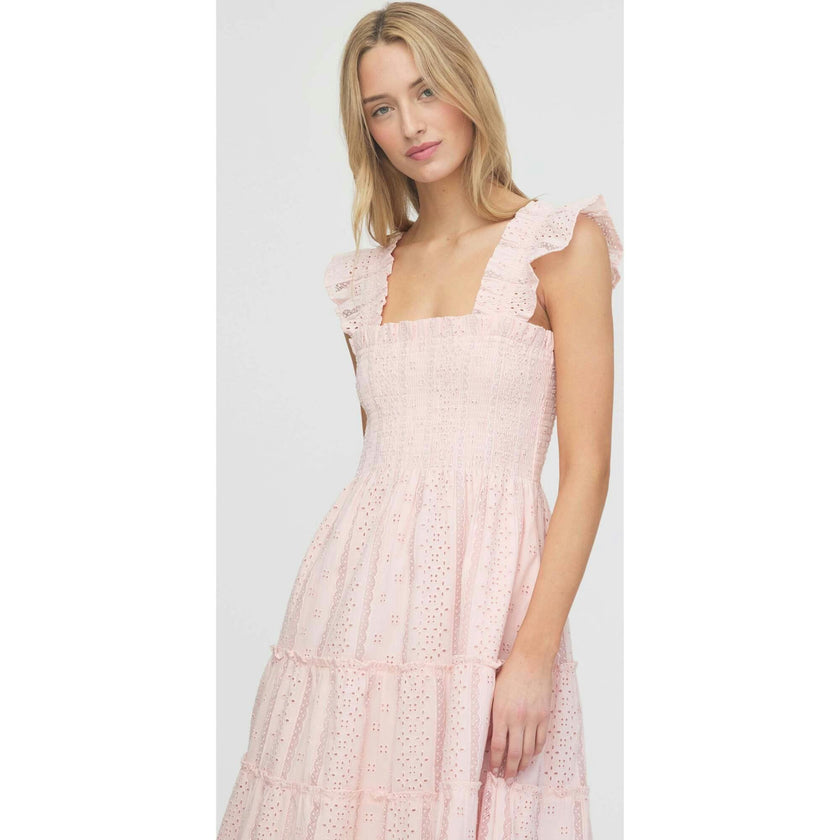 The Ellie Nap Dress - Pink Broderie Voile