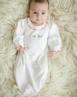Newborn Christmas Day Gown Holly Embroidery