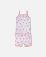 Organic Cotton Two-Piece Pyjama Set Lilac Printed Ice Creams