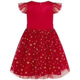 Stella Satin & Gold Star Girls Party Dress