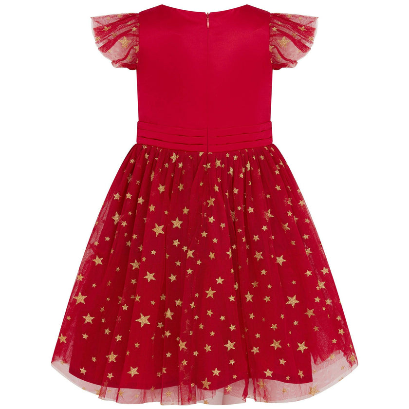 Stella Satin & Gold Star Girls Party Dress