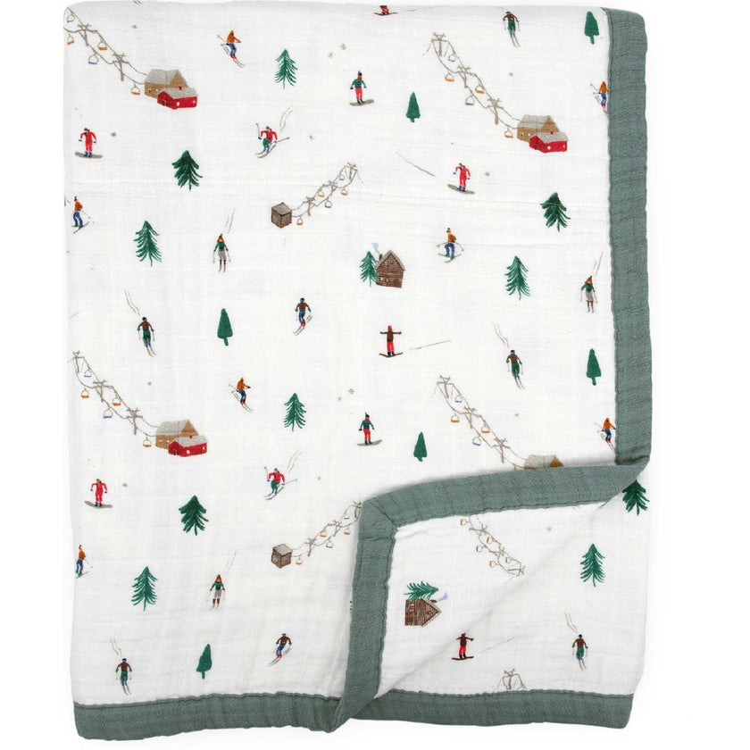 Cotton Muslin Quilted Throw - Powder Party