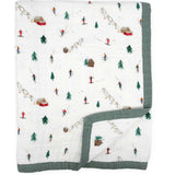 Cotton Muslin Quilted Throw - Powder Party