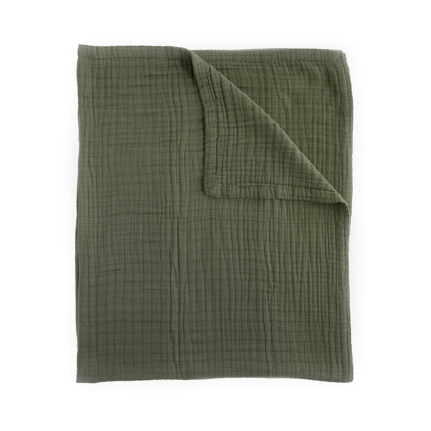 Cotton Muslin Quilted Throw - Fern