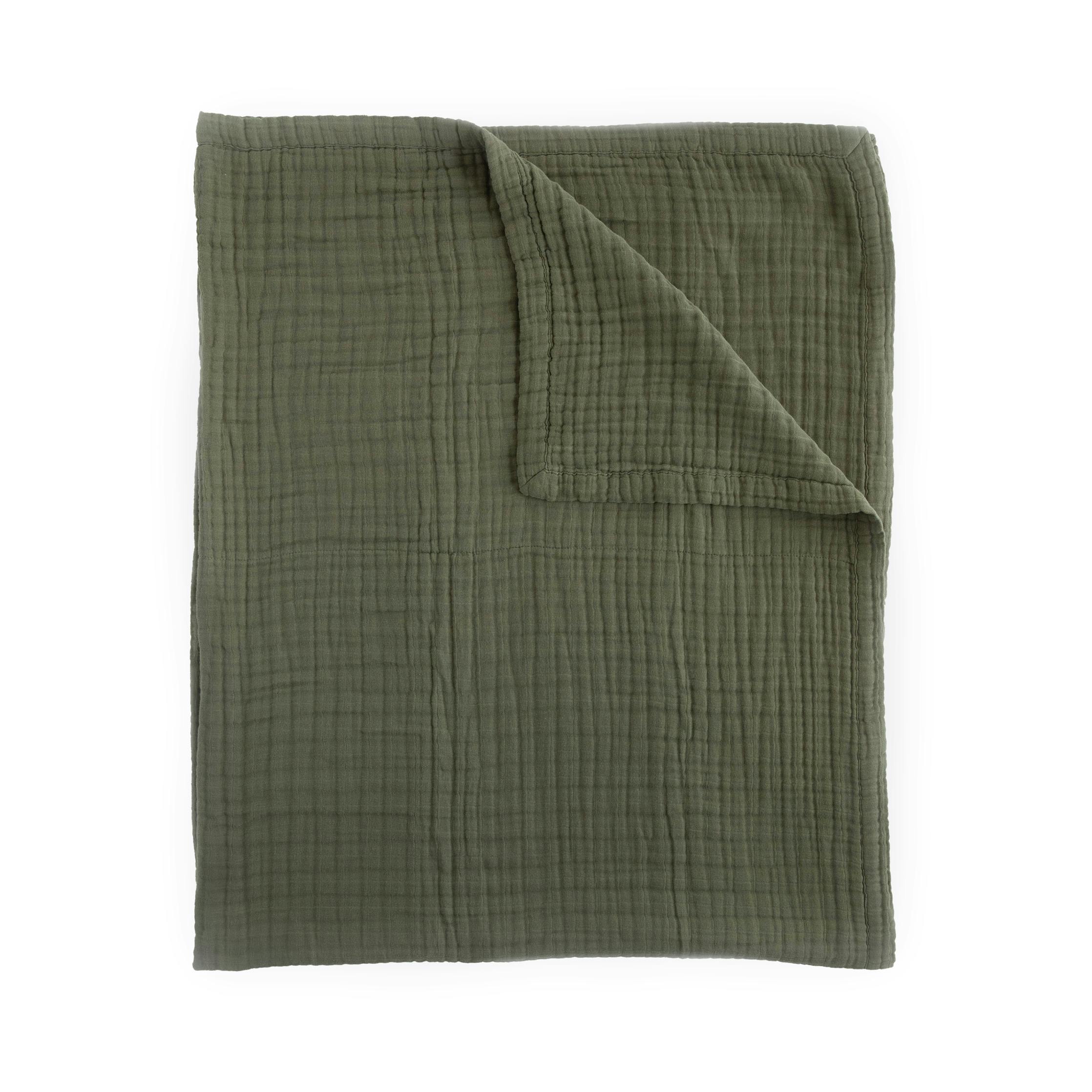 Cotton Muslin Quilted Throw - Fern