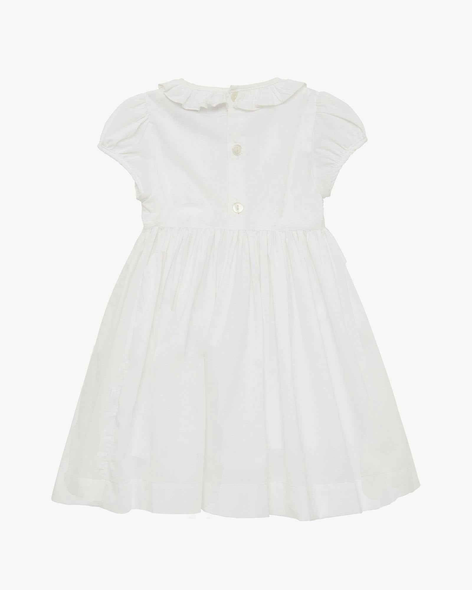 Baby Willow Rose Hand Smocked Dress in White