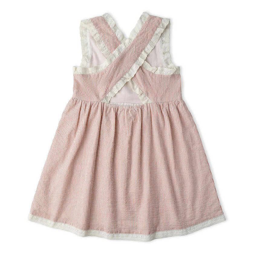 Organic Cross Back Dress - Coral Stripes