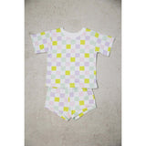 multi-checkered short set