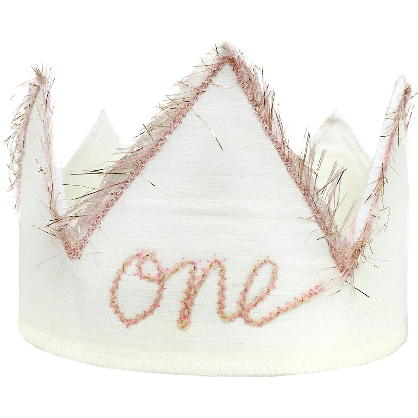 "One" Linen Crown With Eyelash Trim