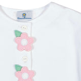 White Knit Cardigan With Flowers