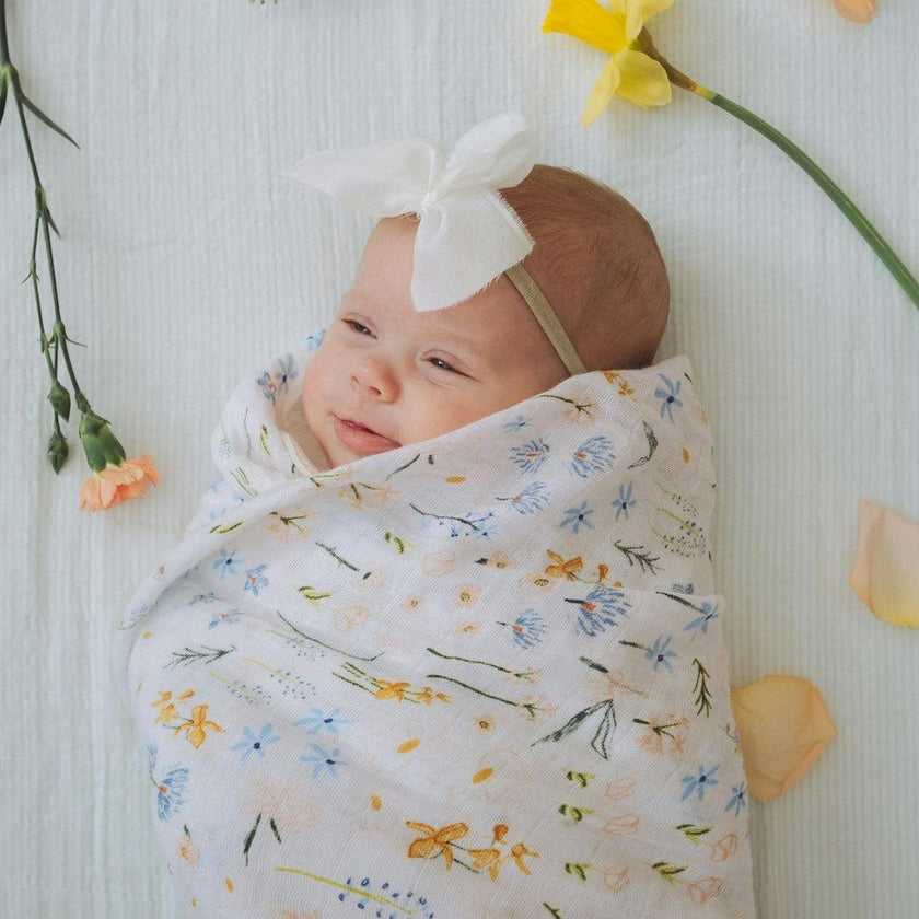 Cotton Muslin Swaddle Blanket - Pastel Petals