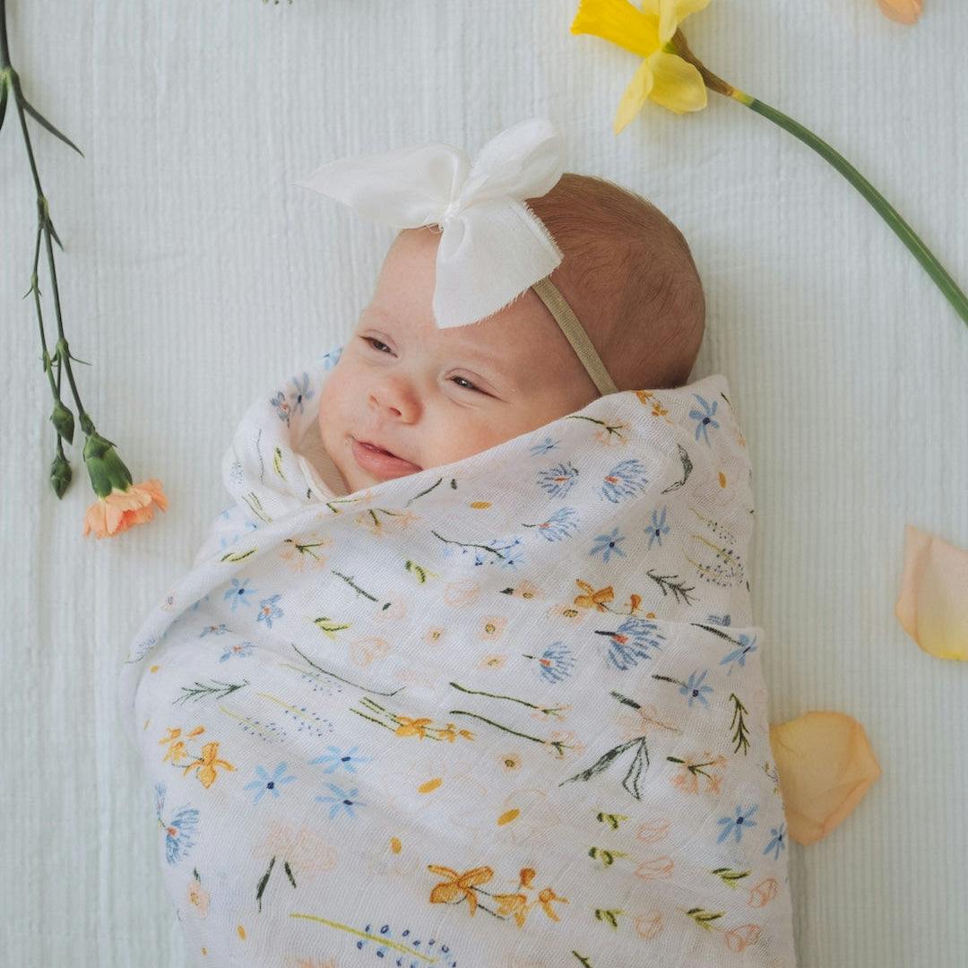 Cotton Muslin Swaddle Blanket - Pastel Petals