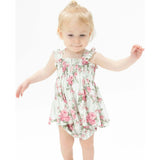 Cabbage Rose Stripe - Smocked Top with Bloomer