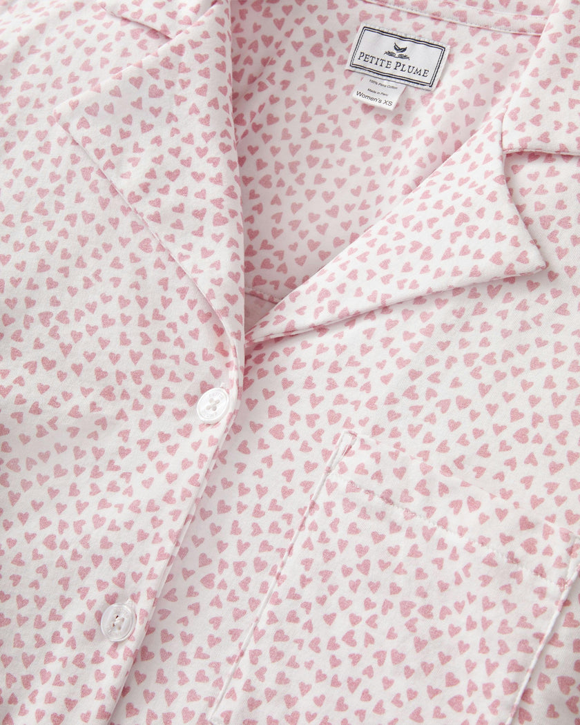 The Olivia Wide Leg Pima Pajama Set in Sweethearts