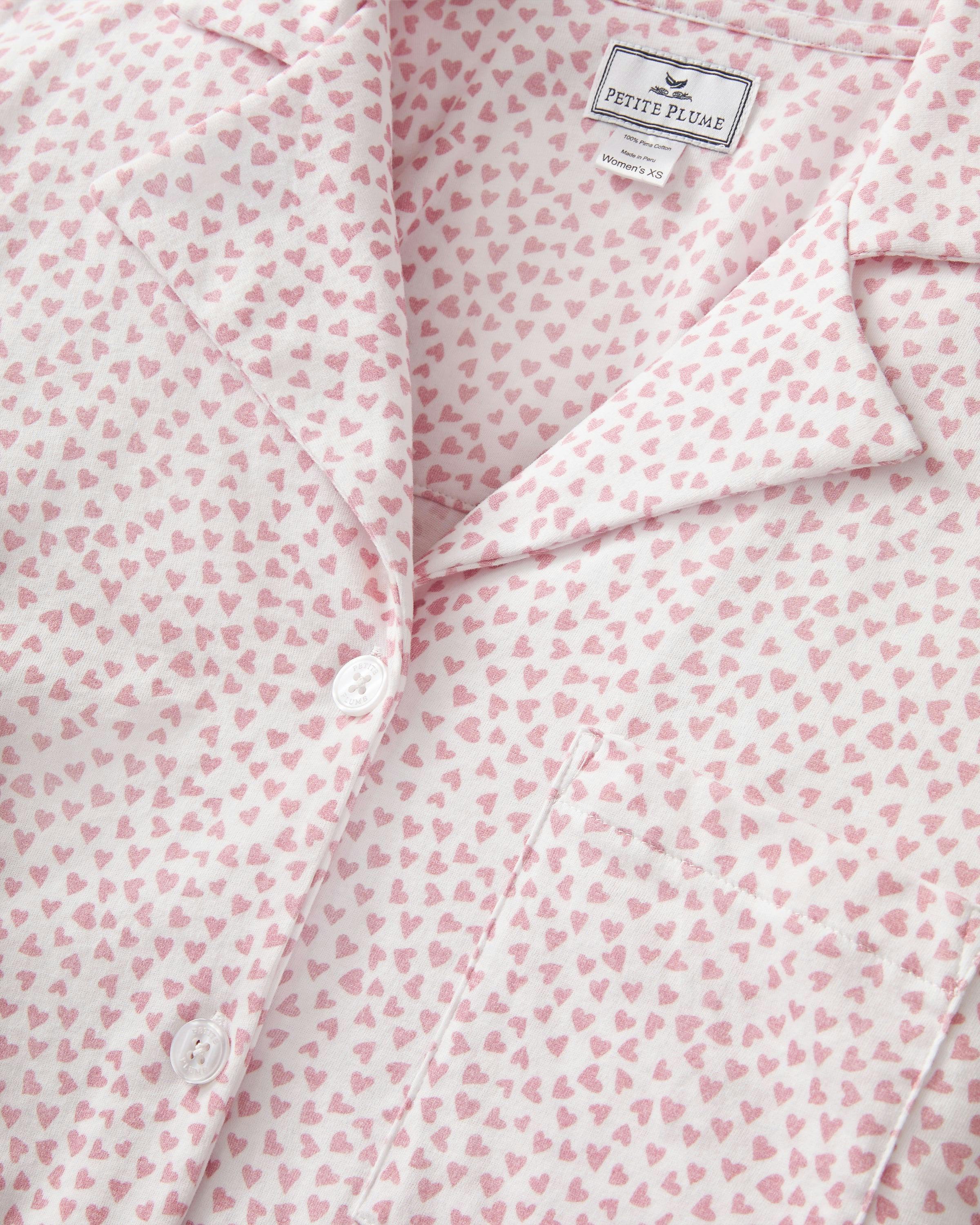 The Olivia Wide Leg Pima Pajama Set in Sweethearts
