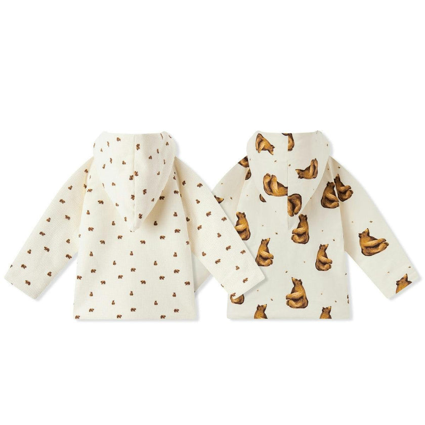 Honey Reversible Waffle Knit Hooded Jacket