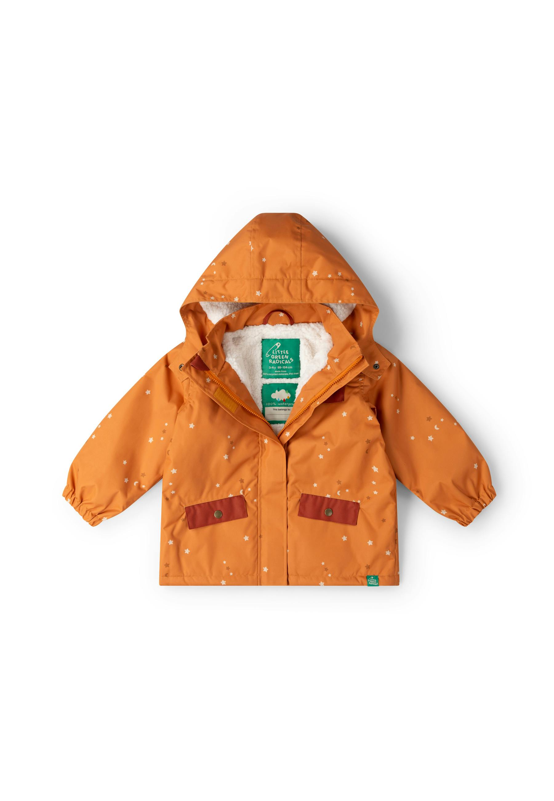 Gold Stars Recycled Waterproof Adventure Winter Coat, Gold
