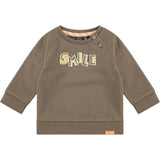 Crew Neck Long Sleeve Ribbed Cuff 'Smile' Graphic Print Sweatshirt