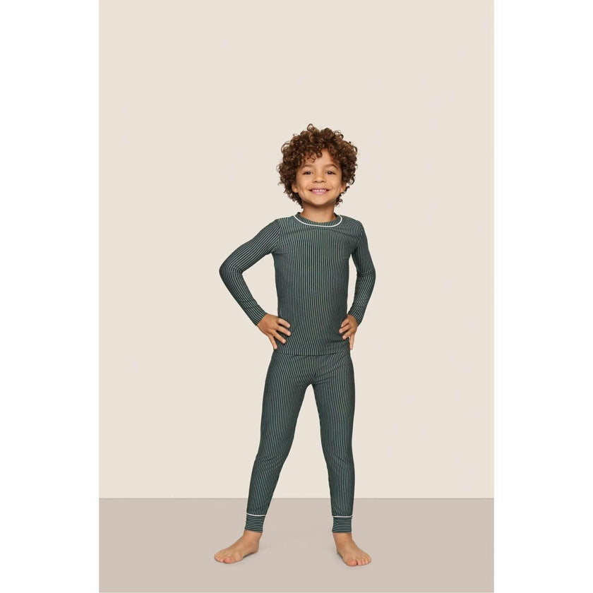 Kids Printed TENCEL Modal Unisex Long PJ Set, Green
