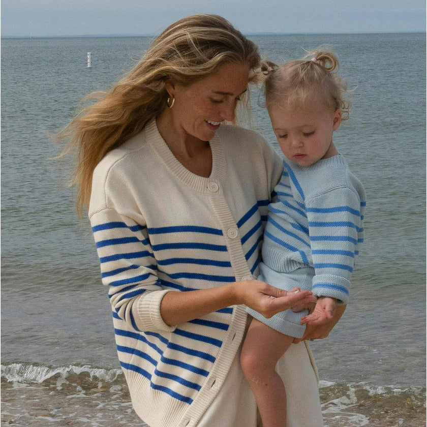 Unisex Blue Stripe Knit Sweater