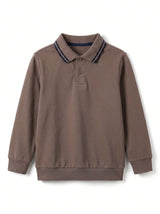 Boys Long Sleeve Striped Collar Polo