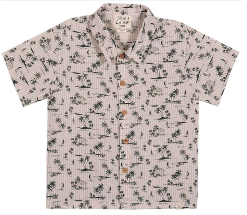MAUI BEIGE ISLAND PRINTED WOVEN SHIRT
