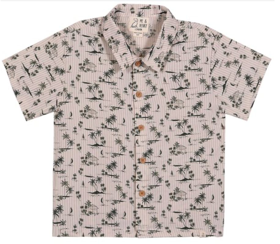 MAUI BEIGE ISLAND PRINTED WOVEN SHIRT