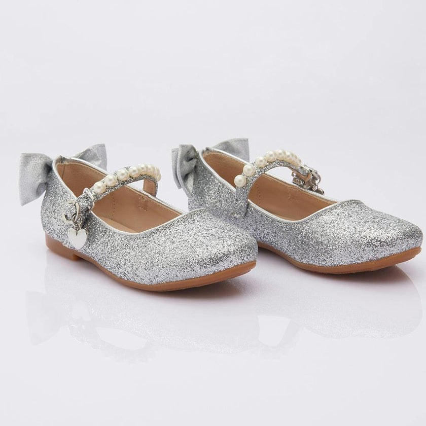 SIlver Glitter Bow Flats