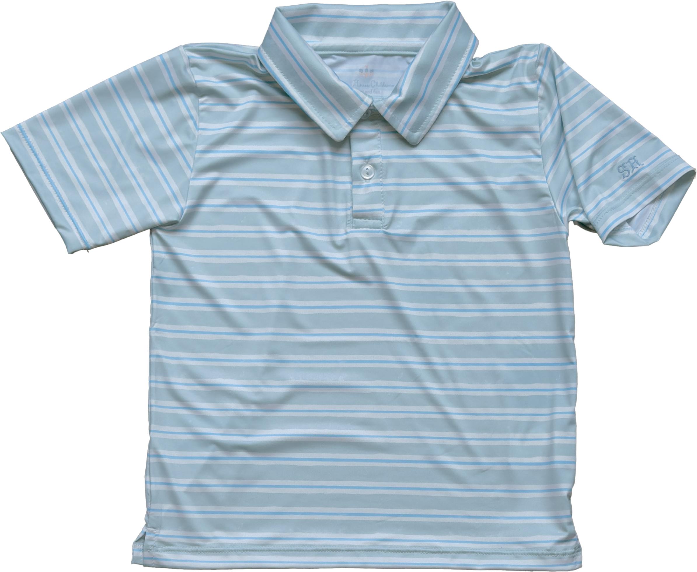 Athletic Polo in Stripe in Blue Jay