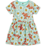 Short Sleeve Twirl Dress, Green