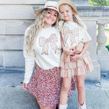 Gingham Bow Patch Women's Sweatshirt