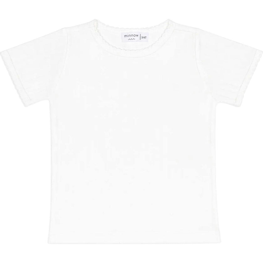 girls shell white pointelle shirt