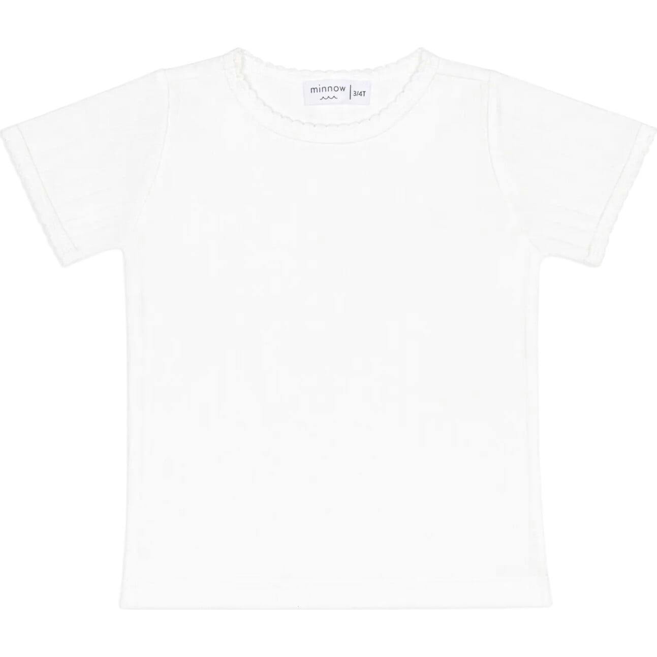 girls shell white pointelle shirt