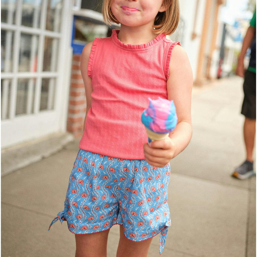 Girls Blue Primrose Tie-Knot Short