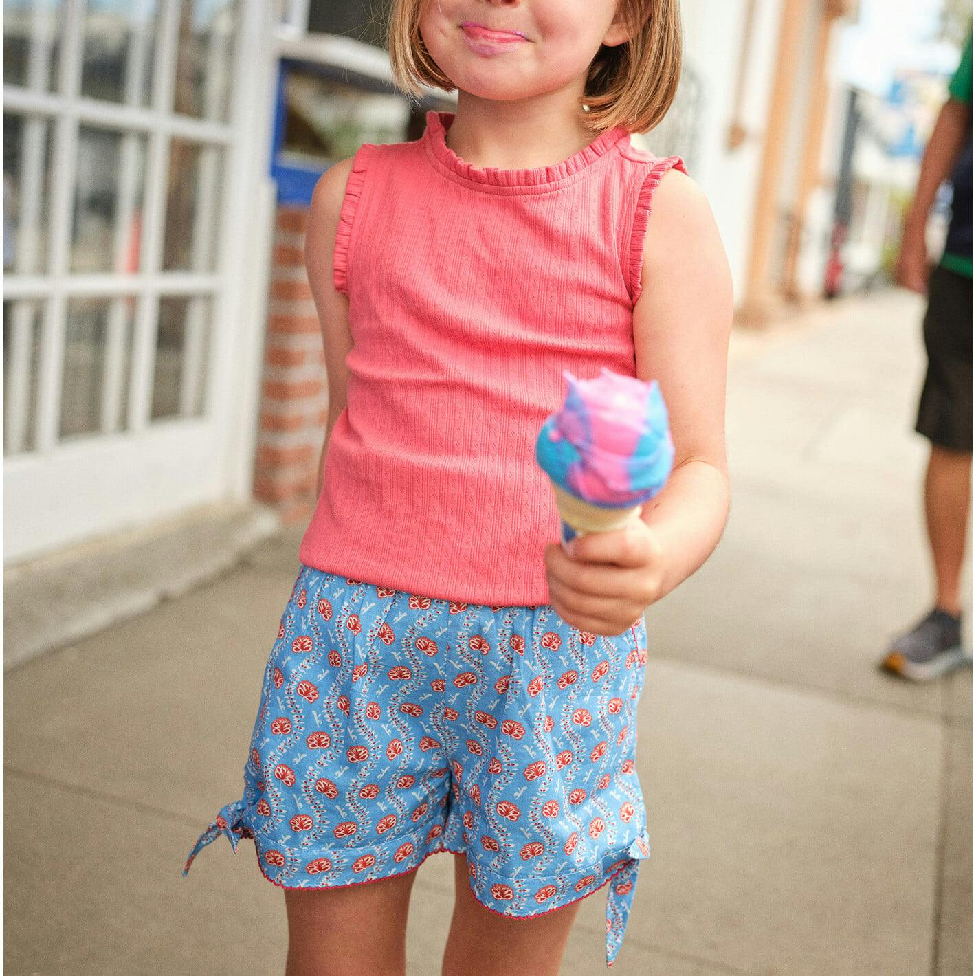 Girls Blue Primrose Tie-Knot Short