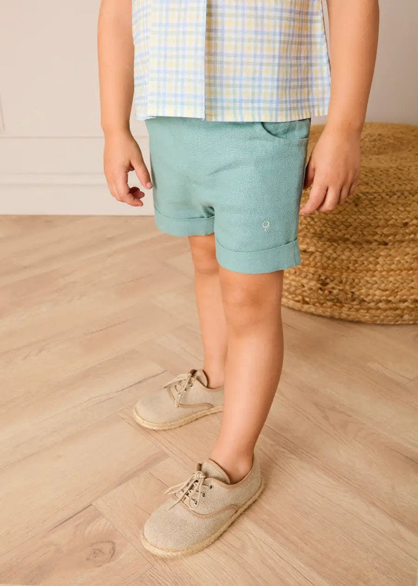 Plain Insignia Elasticated Waistband Shorts in Sage Green (12mths-4yrs)