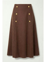 Cool Wool Double Breasted Long Skirt
